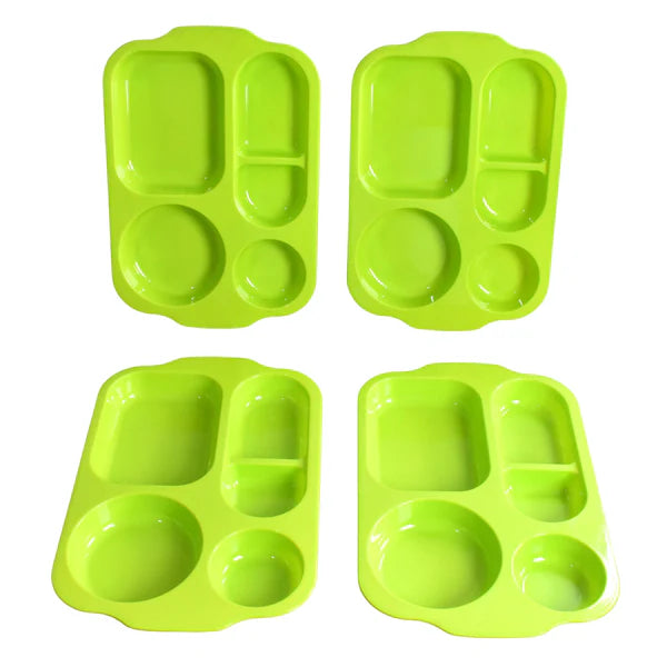 Durable 4-Piece Biodegradable Food Plates - 5 Compartment Square Design - Happy Price - Image 3
