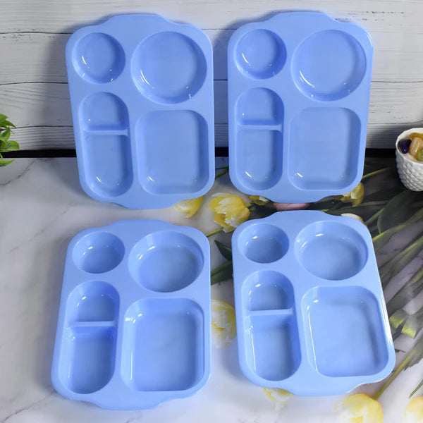 Durable 4-Piece Biodegradable Food Plates - 5 Compartment Square Design - Happy Price - Image 4