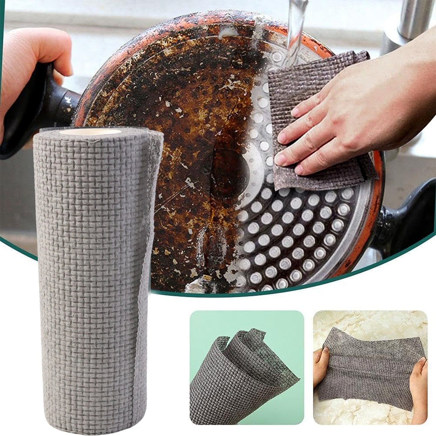 Disposable Kitchen Wipes Roll - 25 Absorbent Sheets (23x19 cm) - Happy Price - Image 3