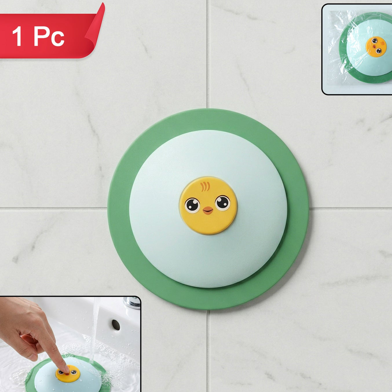 Cute Duck Design Silicone Sink Drain Stopper With Suction Base 1 Pc