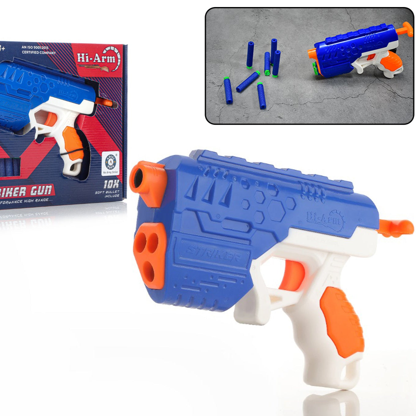 Hi-arm Gun With 10xfoam Suction Bullet Made With Abs Plastic Solid Build Target Shooting - Happy Price - Image 1