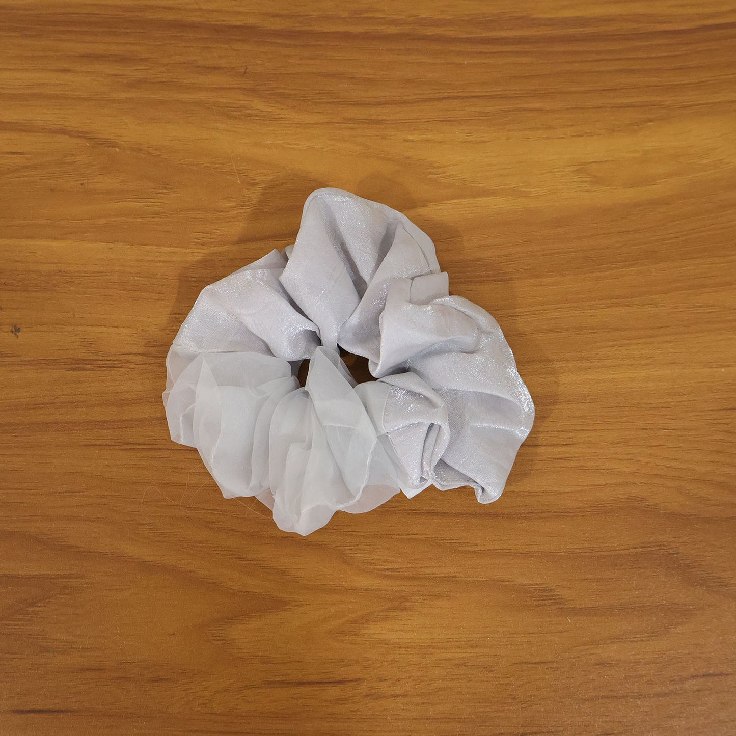 Dual-Tone Satin Mesh Hair Scrunchie (1 Pc) - Happy Price - Image 7