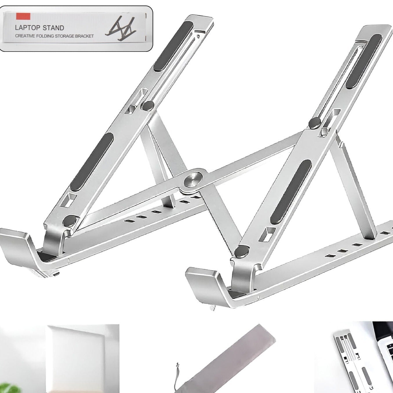 Home Foldable Height Adjustable Laptop Stand (1 Pc) - Happy Price - Image 1