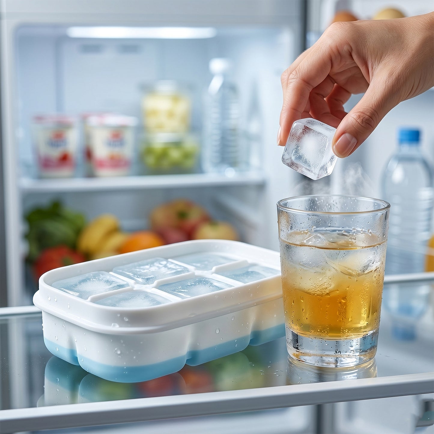 Mini Plastic 6 Cavity Ice Tray - Freeze Fresh Compact Ice Cube Tray