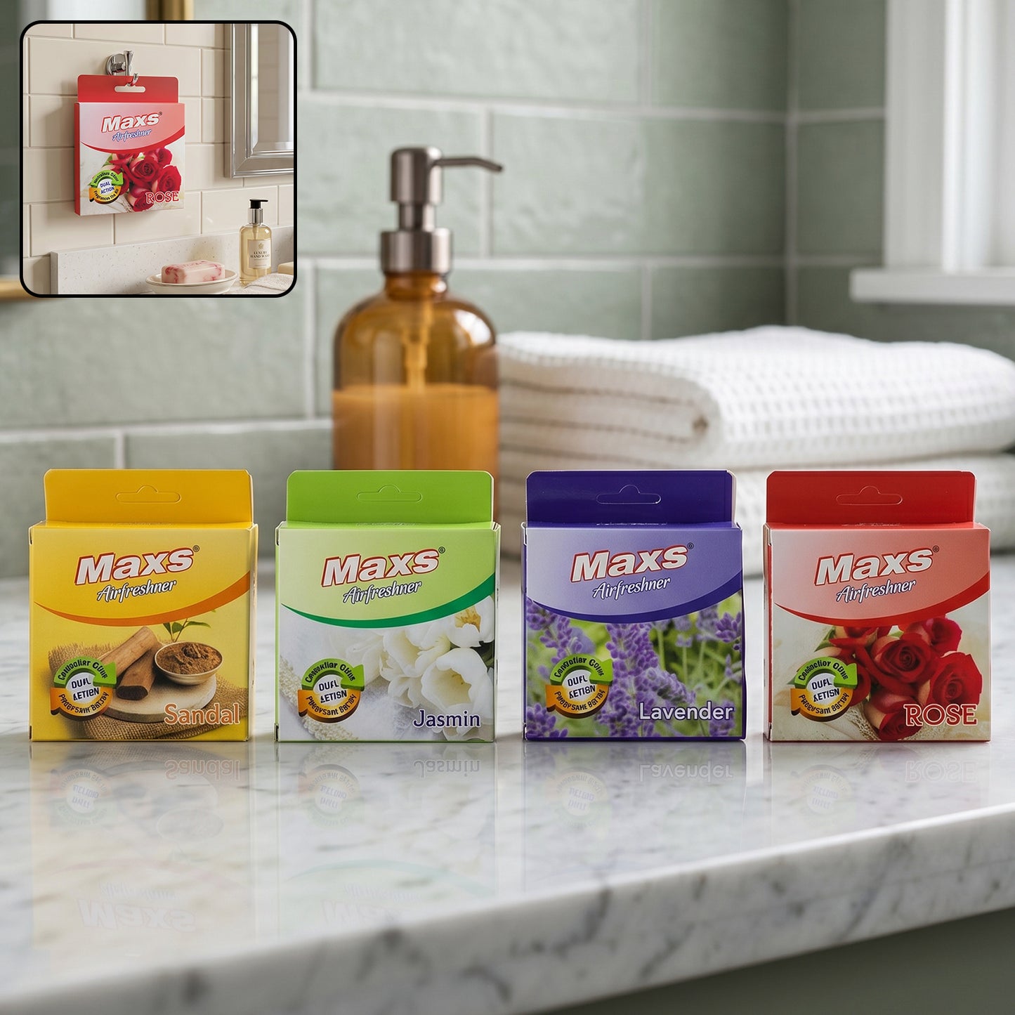 Pack of 4 Air Freshener Blocks - 50 Gm Each, Assorted Fragrances for Home and Car - Great Price - Image 2