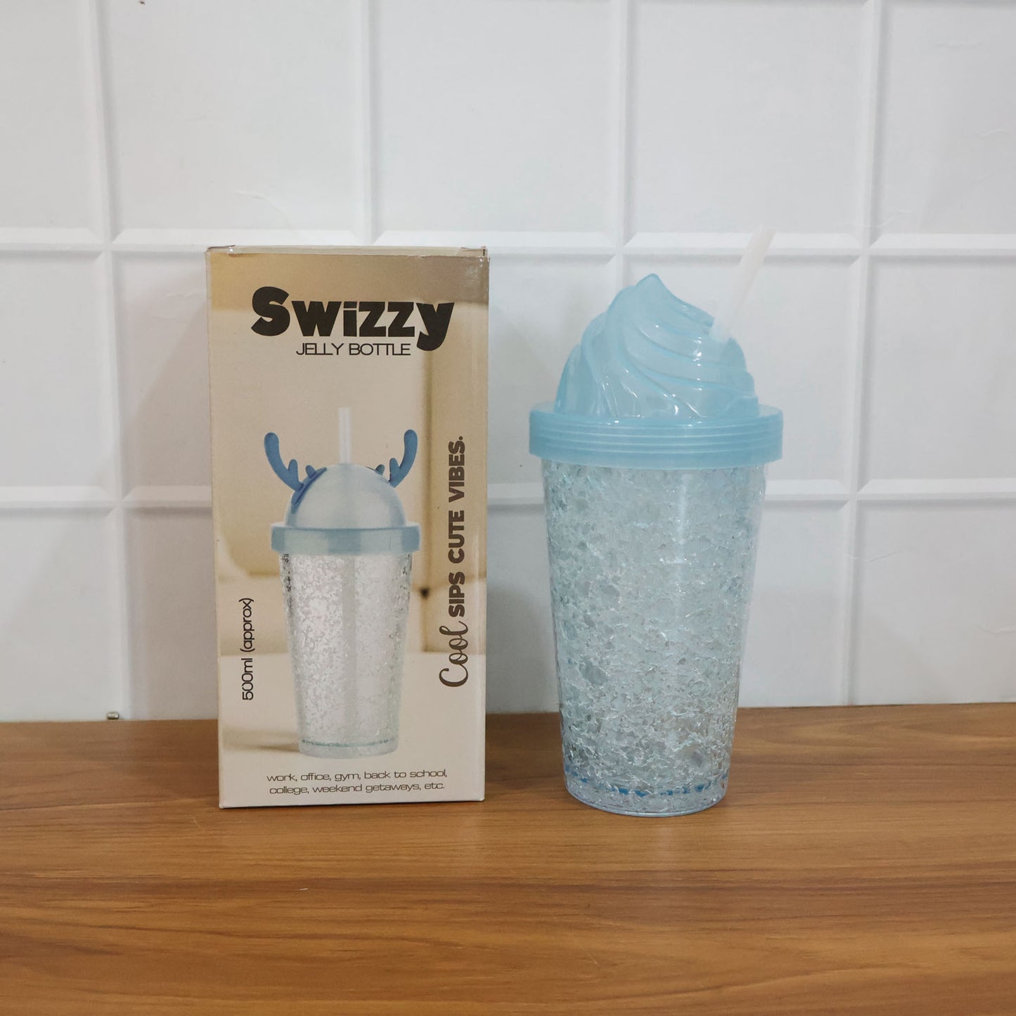 500 ML Ice Cream Swirl Sipper Bottle with Straw - 1 Pc - Happy Price - Image 7