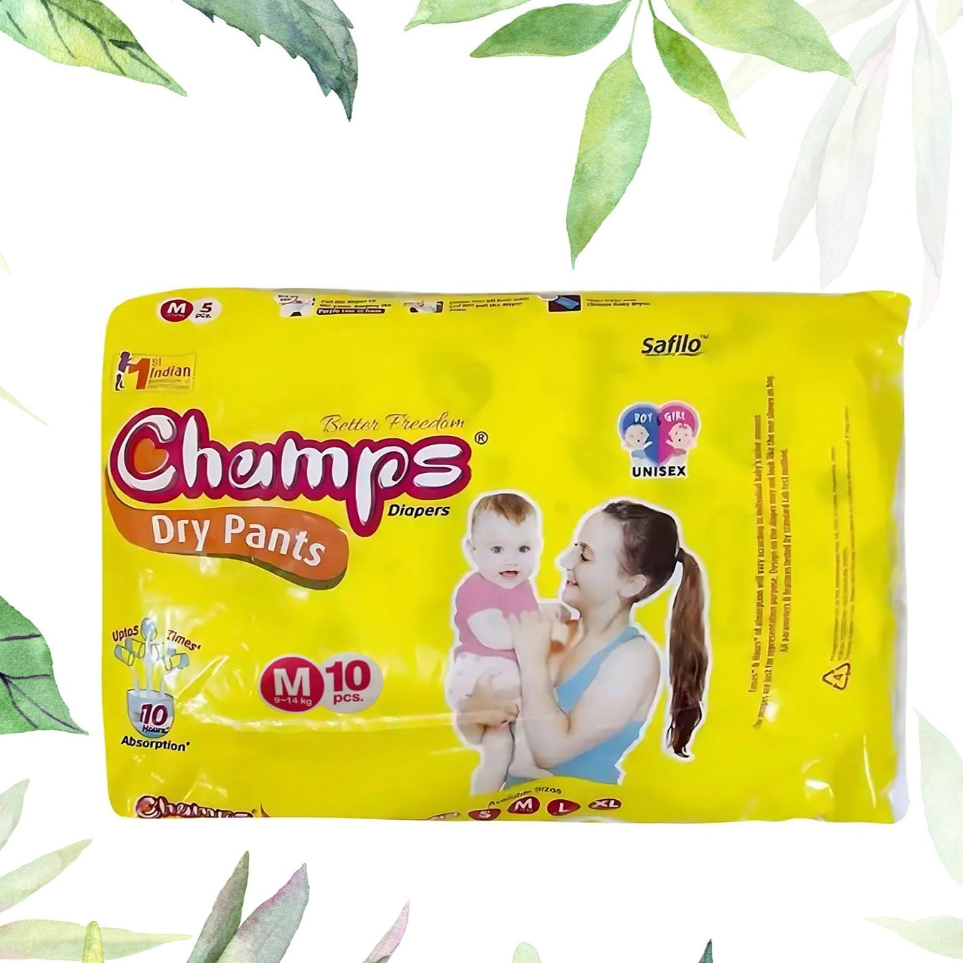 Medium Champs Dry Pants Style Diaper- Medium (10 Pcs) Best For Travel Absorption Champs Baby Diapers Champs Soft And Dry Baby Diaper Pants (M 10 Pcs ) - Happy Price - Image 1