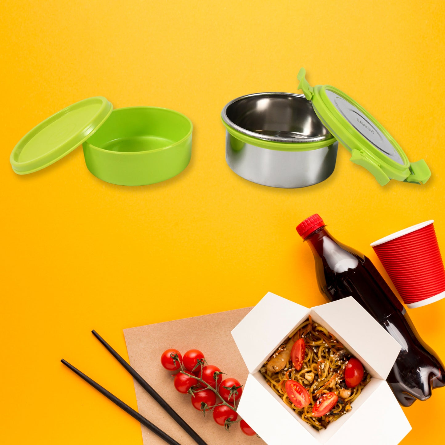 Stainless Steel Tiffin Lunch Box Container Dabba With 4 Side Clip Lock Lid For Office School Use Food Grade Air Tight Easy To Carry Leak Proof - Happy Price - Image 2
