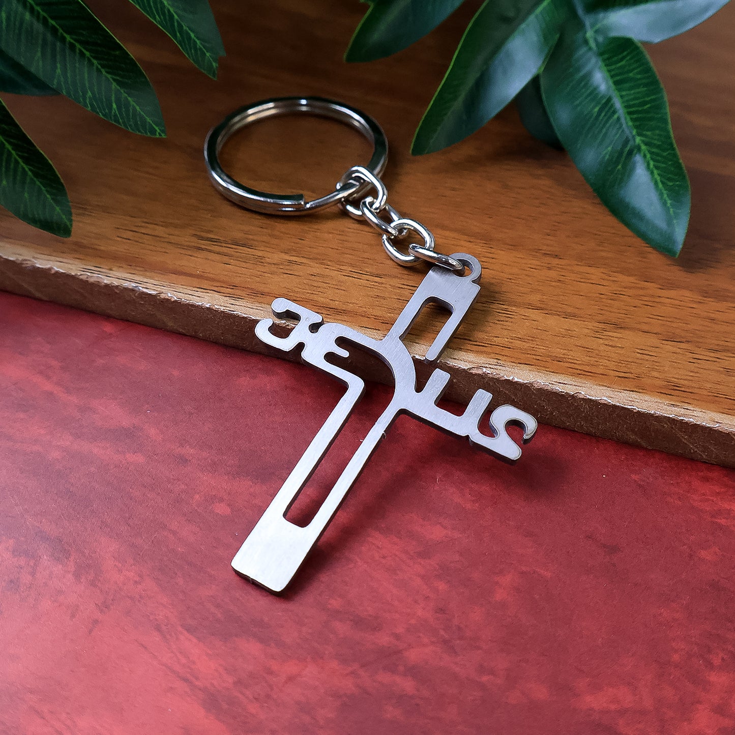 Elegant Metal Cross Keychain With Gujarati Jesus Script Religious Faith Key Ring - Happy Price - Image 6