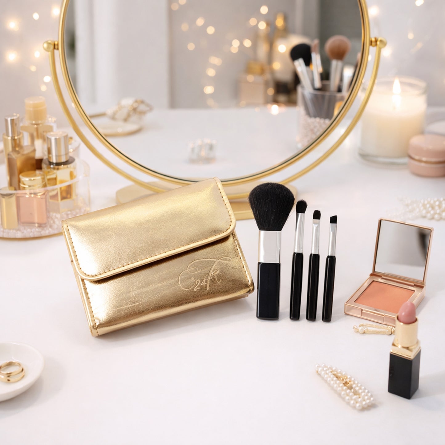 4-in-1 Makeup Brush Kit with Travel Pouch (1 Set) - Happy Price - Image 5