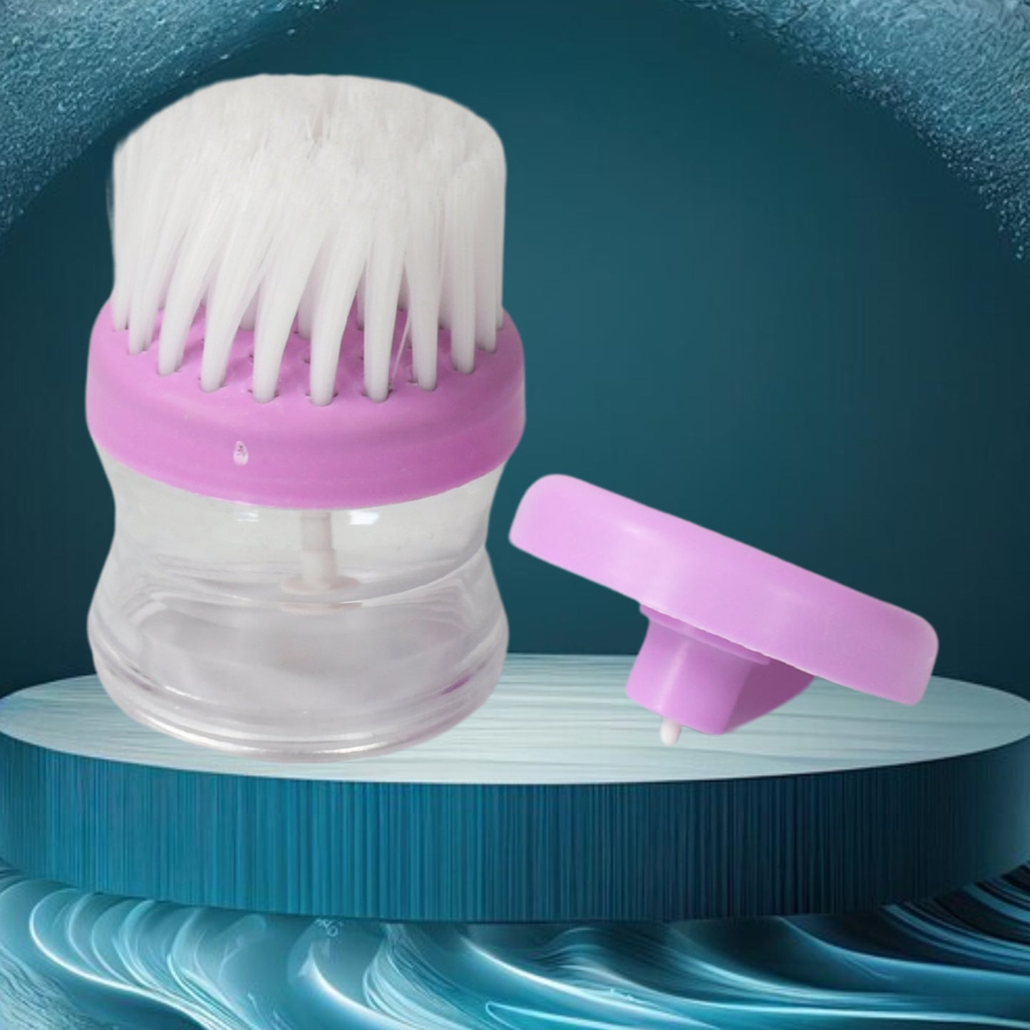 Plastic Wash Basin Brush Cleaner With Liquid Soap Dispenser (Multicolour) - Happy Price - Image 3