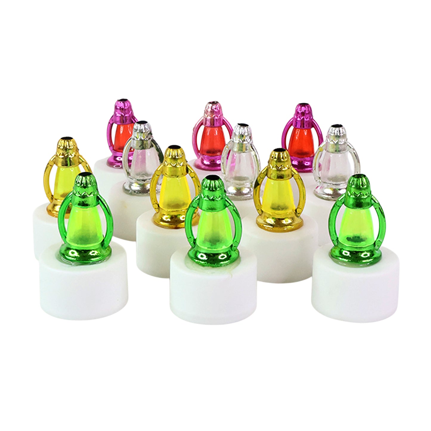 12 Pc LED Flameless Tealight Candles - Multicolor Glow, Battery Operated Decorative Lamps for Festivals & Home - Happy Price - Image 2