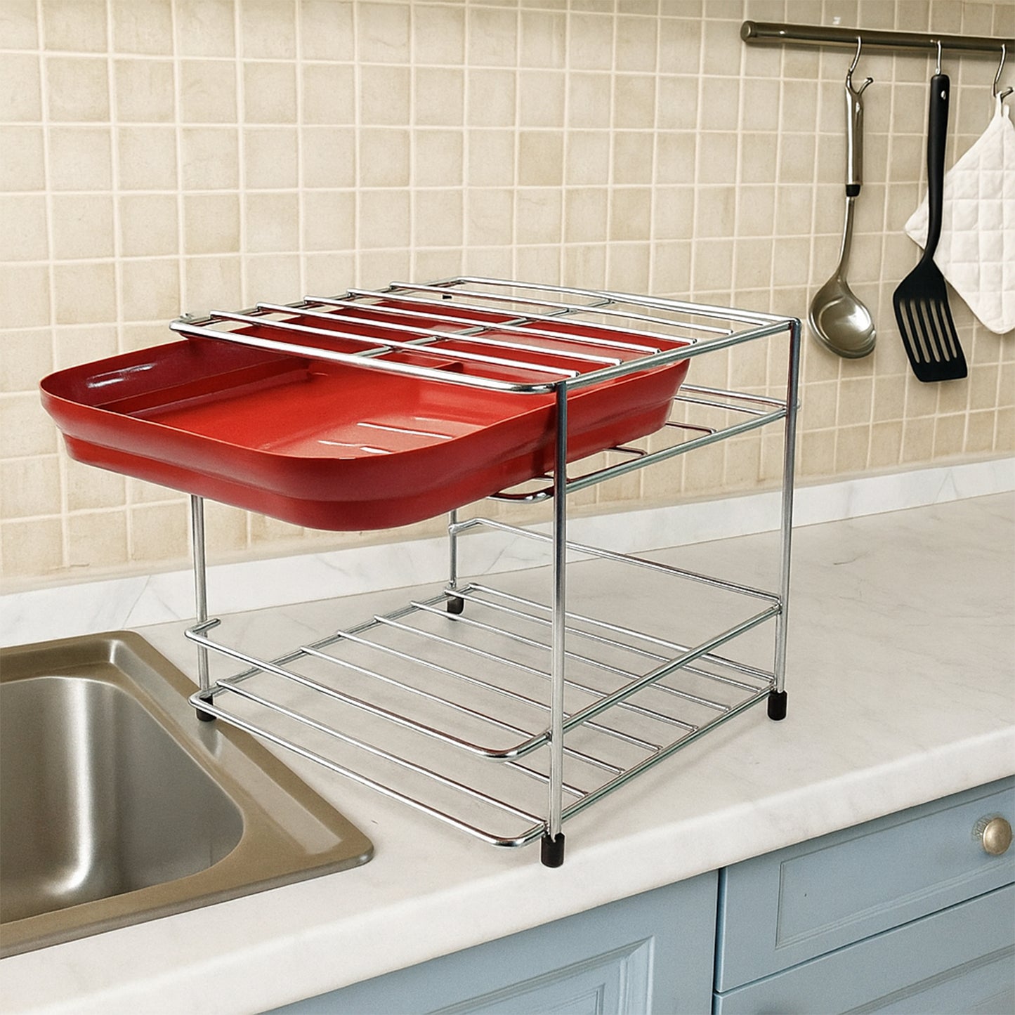 Premium Stainless Steel 2-Tier Kitchen Utensil Organizer Stand - Happy Price - Image 5