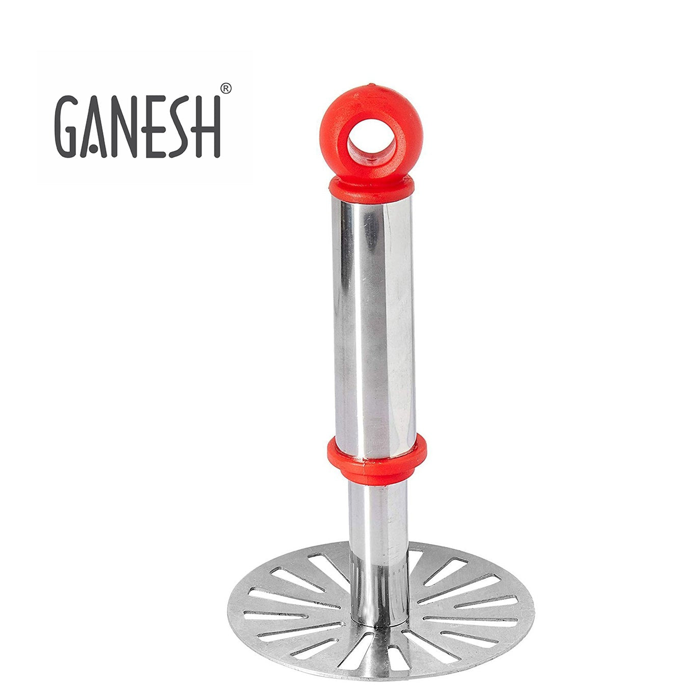 Ganesh Potatopav Bhaji Masher With Plastic Handle Silver Plastic - Oval Pav Masher Potato 1-piece Smasher Handle Multicolor - Happy Price - Image 1