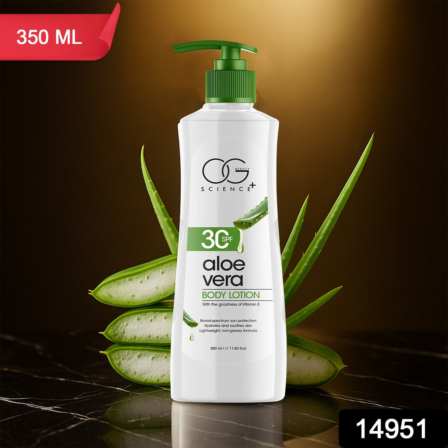 Aloe Vera Body Lotion with SPF 30 - 350ml Hydrating & Soothing Formula - Happy Price - Image 1