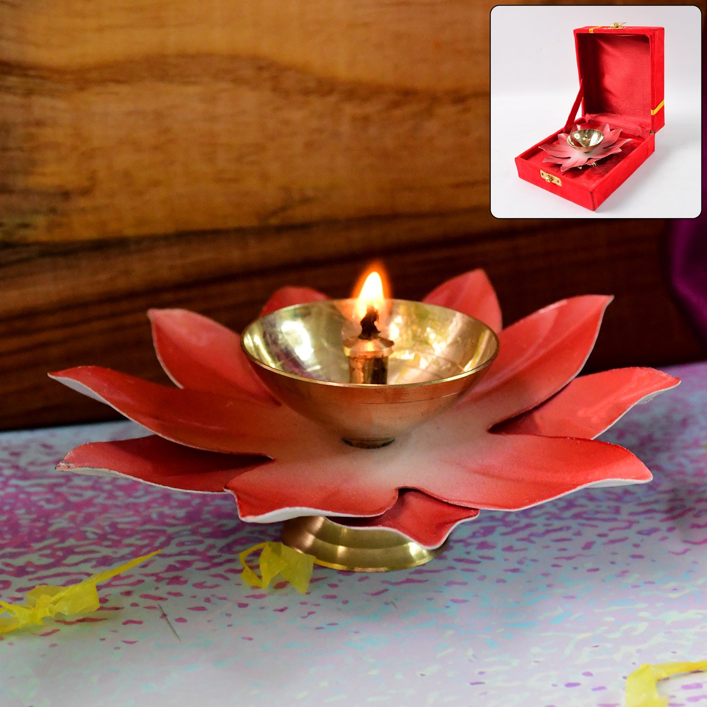 Lotus Brass Oil Diya - 1 Pc, Decorative Pooja Lamp - Happy Price - Image 7