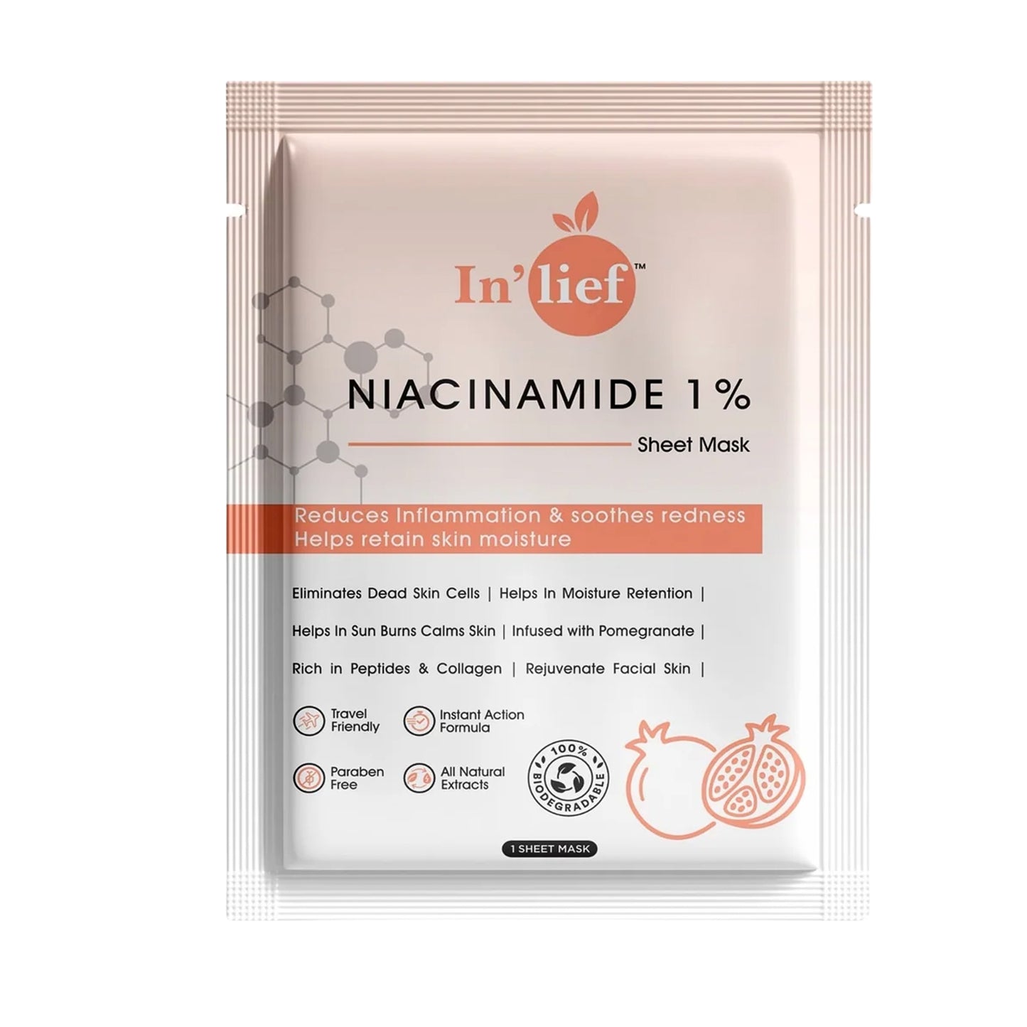 Inlief Niacinamide 1% Hydrating & Calming Facial Sheet Mask - 1 Pc - Happy Price - Image 2