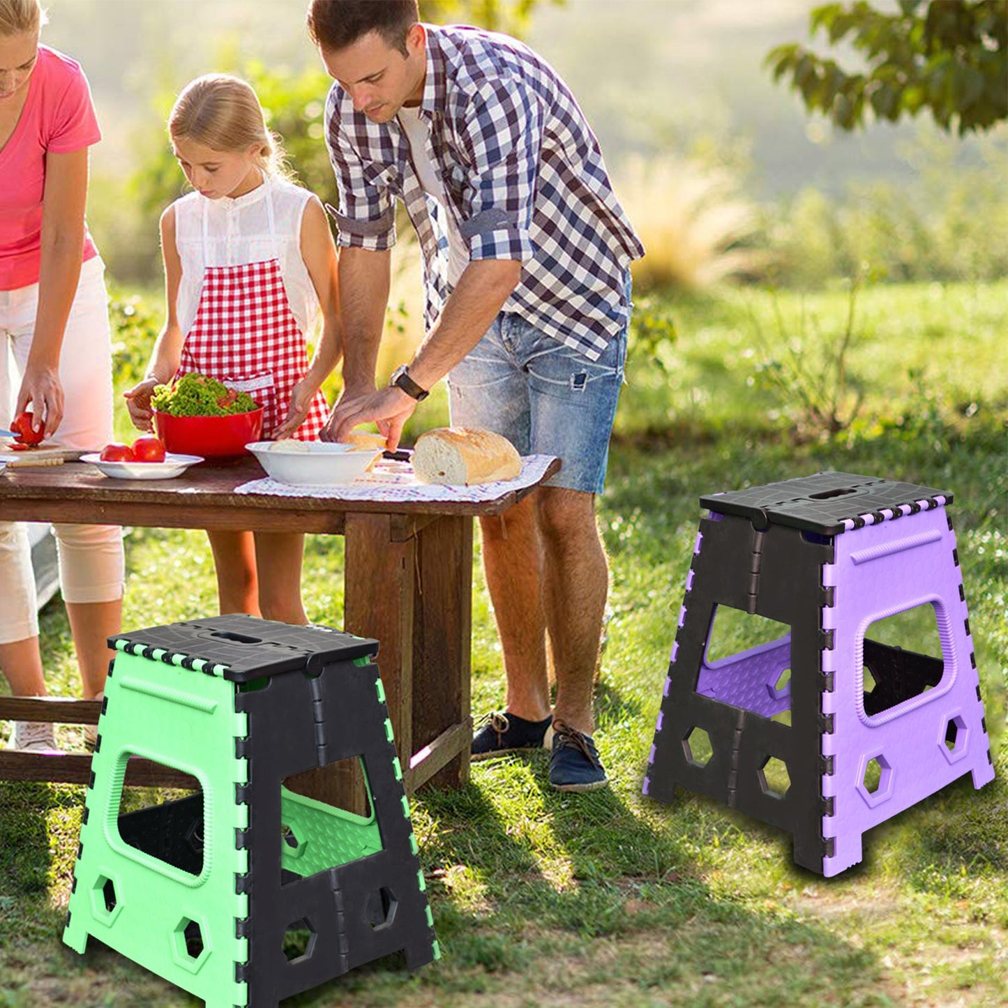 1pc 18inch Folding Stool For Adults And Kids Also For Kitchen Stepping With (Brown Box) - Happy Price - Image 2