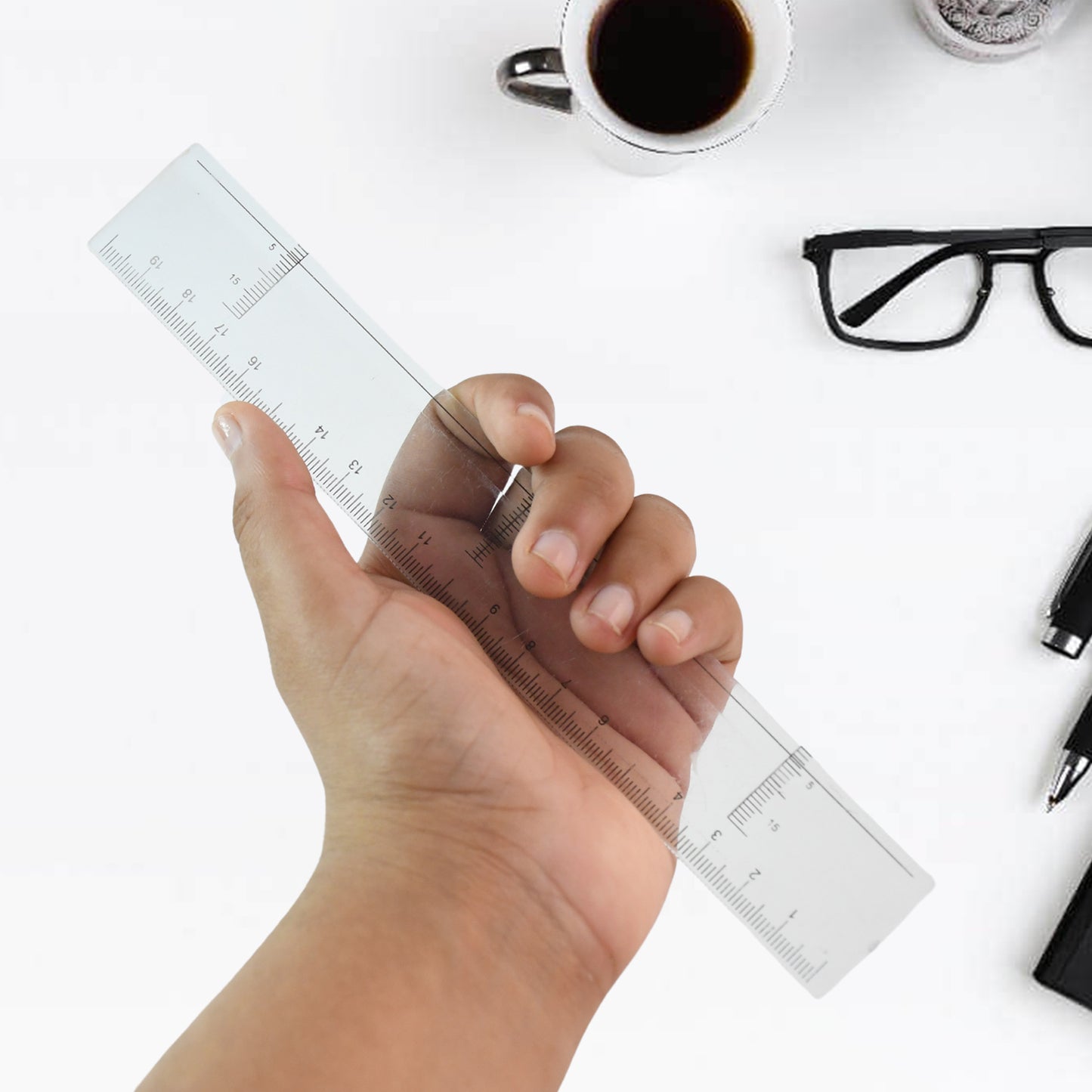 20 cm Transparent Plastic Ruler (1 Pc) - Clear Scale for School & Office - Happy Price - Image 2