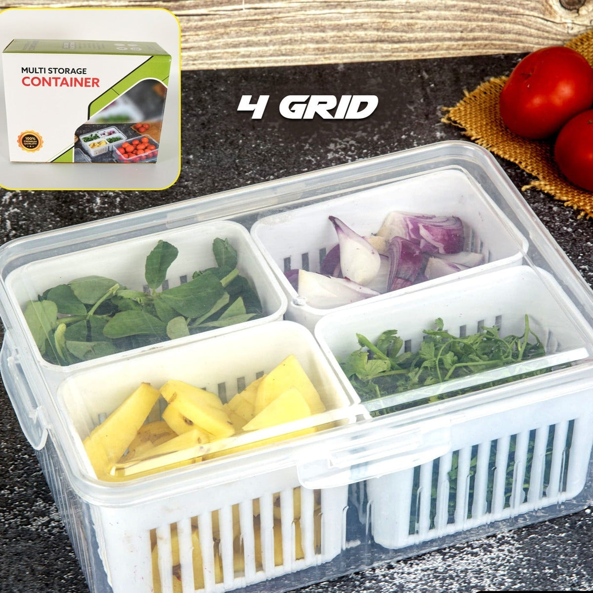 Fridge Storage Boxes Freezer Storage Containers Container For Kitchen Storage Set Storage In Kitchen Vegetable Storage Draining Crisper Refrigerator Food Box (1 Pc) - Happy Price - Image 1