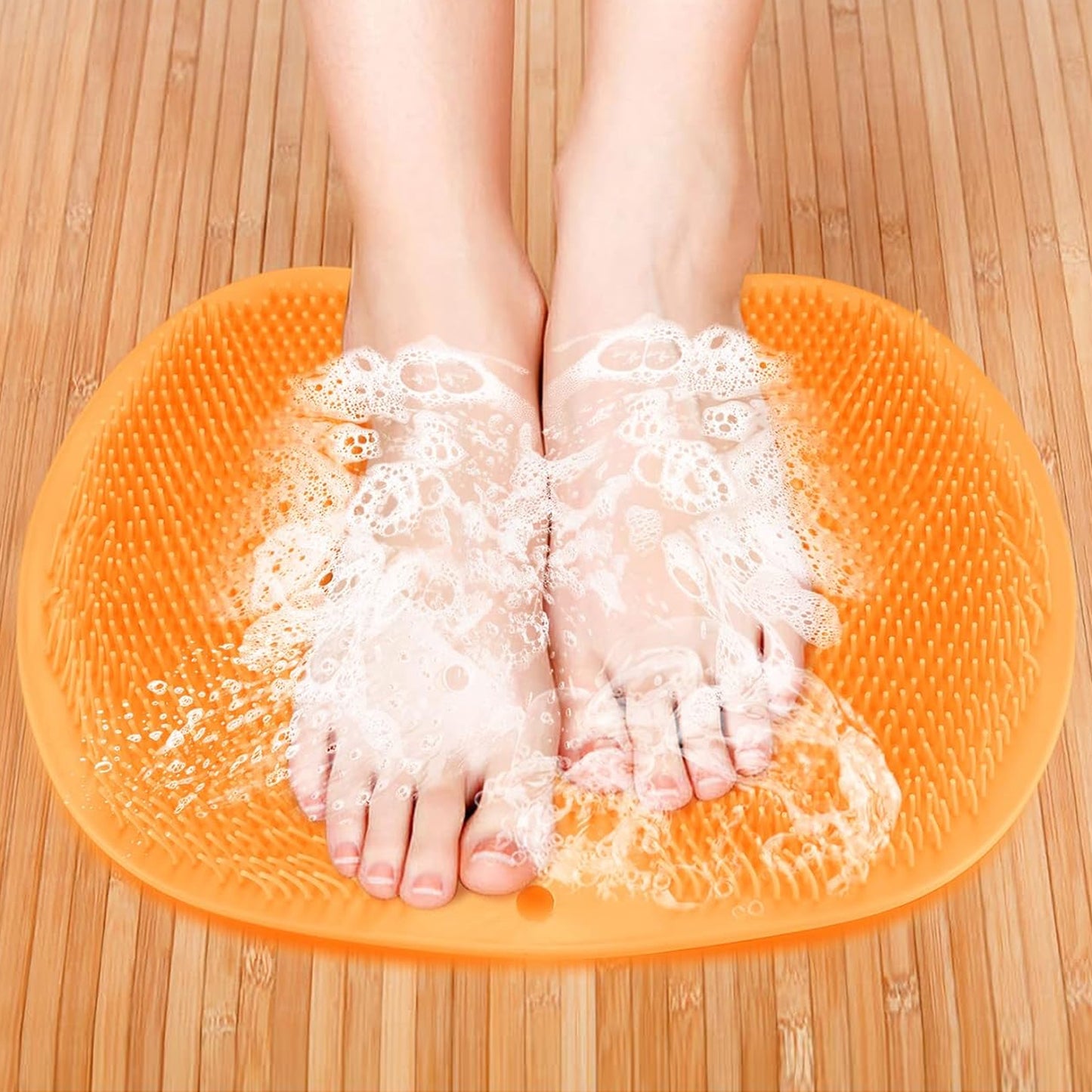 Yellow Silicone Foot Scrubber Mat with Suction Cups for Shower - Happy Price - Image 2