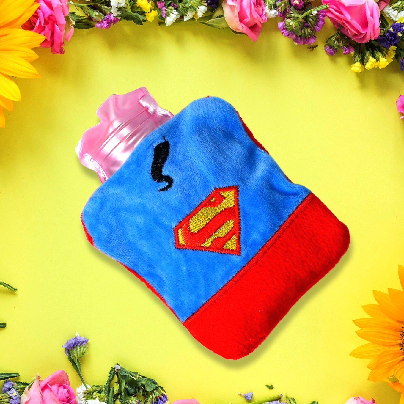 Superman Print Small Hot Water Bag With Cover For Pain Relief Neck Shoulder Pain And Hand Feet Warmer Menstrual Cramps. - Happy Price - Image 1