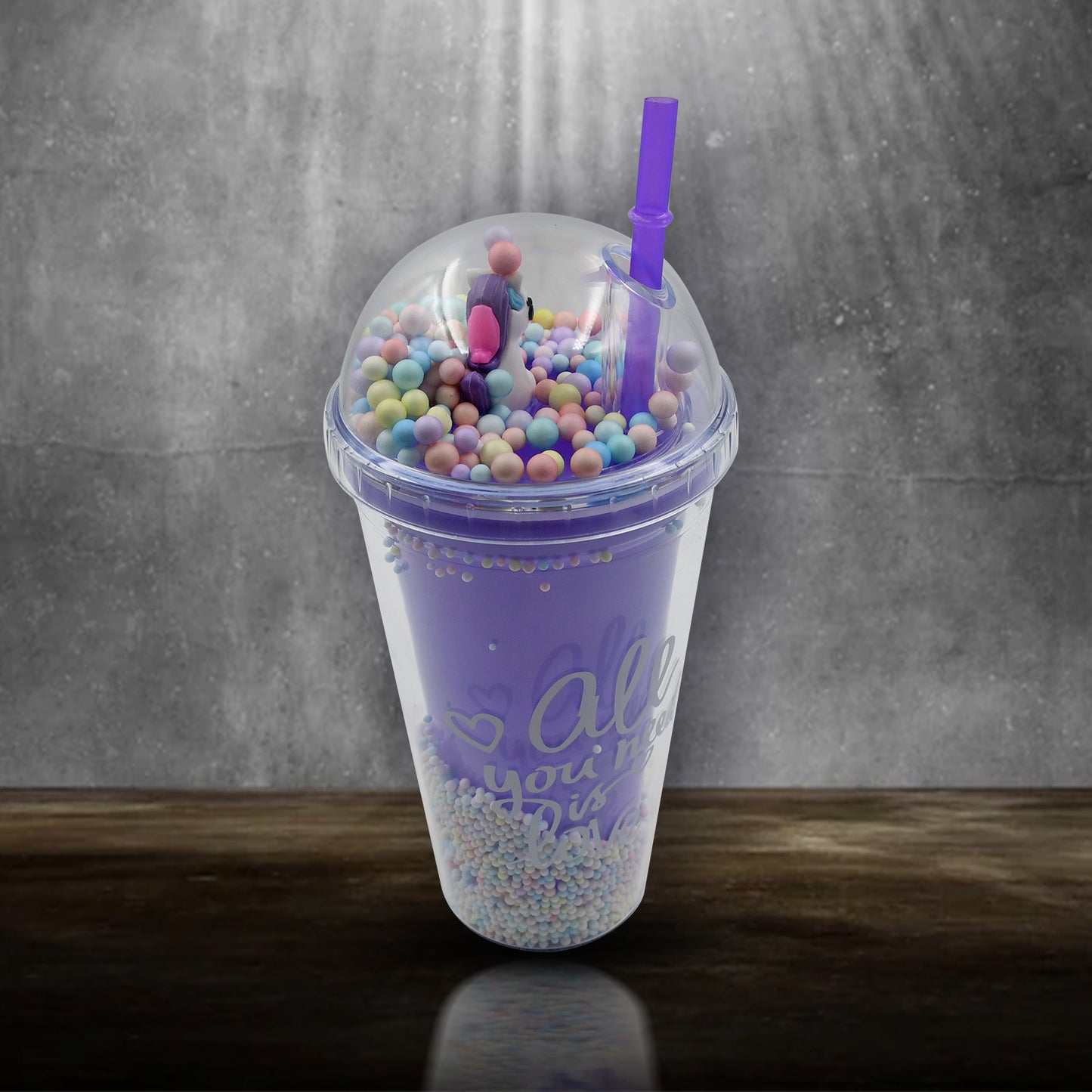 Design Printed Sipper Bottle With Toy Led Glow Light Double Wall Sipper Glass Water Bottle Sipper Bottle With Straw For Girls And Kids For Boys And Girls Schooltuitiongym (Pack Of 1) - Happy Price - Image 2