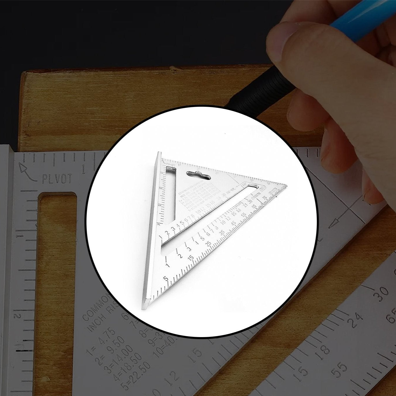 Light Weight Double Side Scale Triangle Measurement Hand Tool - Happy Price - Image 1