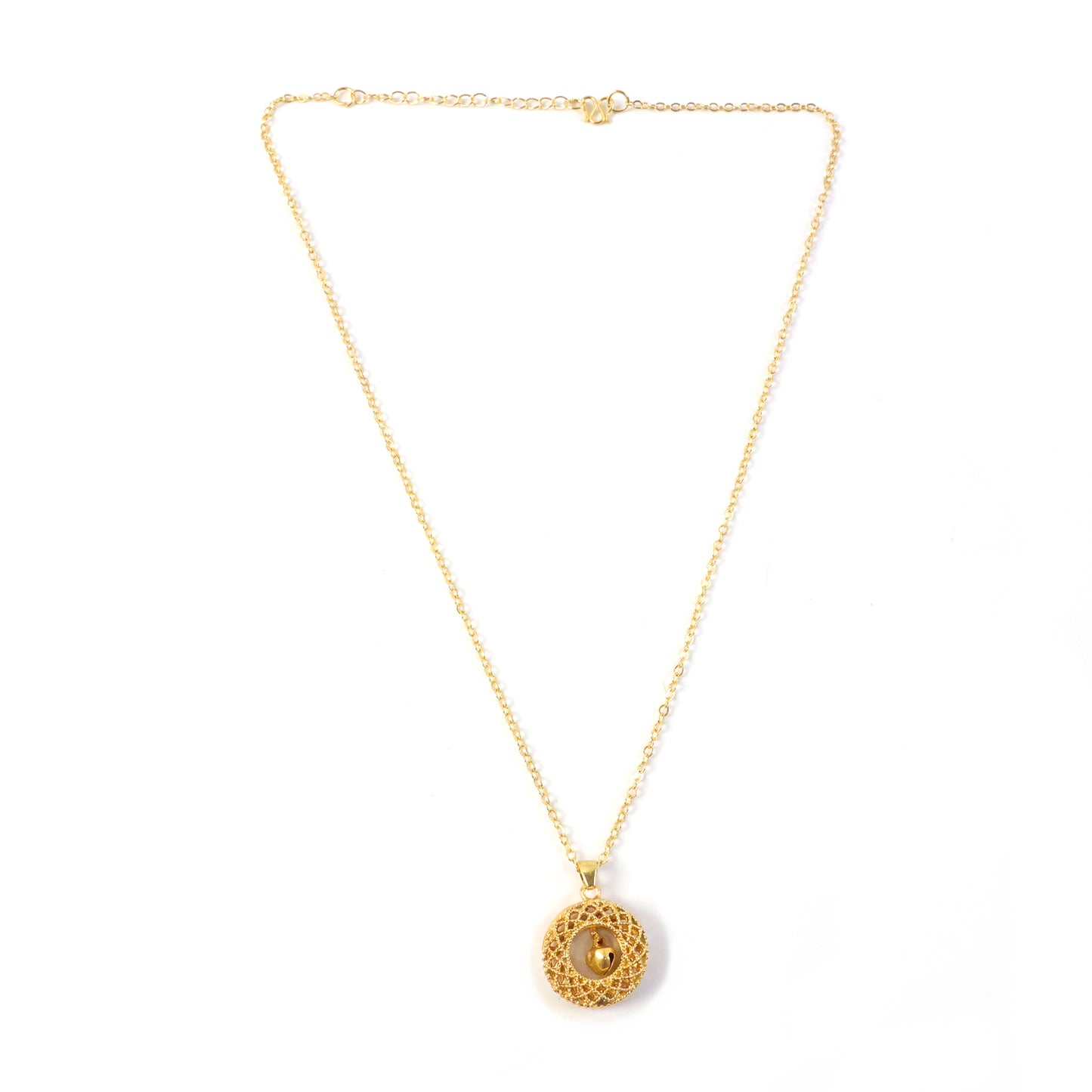 Gold-Tone Round Jhumka Pendant Chain Necklace for Women (1 Pc) - Happy Price - Image 4