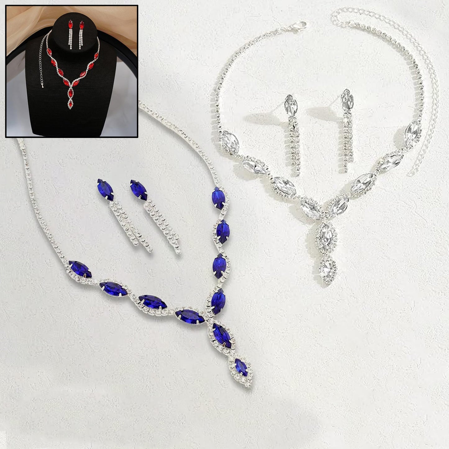 Necklace And Earrings Set Wedding Jewelry Set (1 Set Mix Color) - Happy Price - Image 2