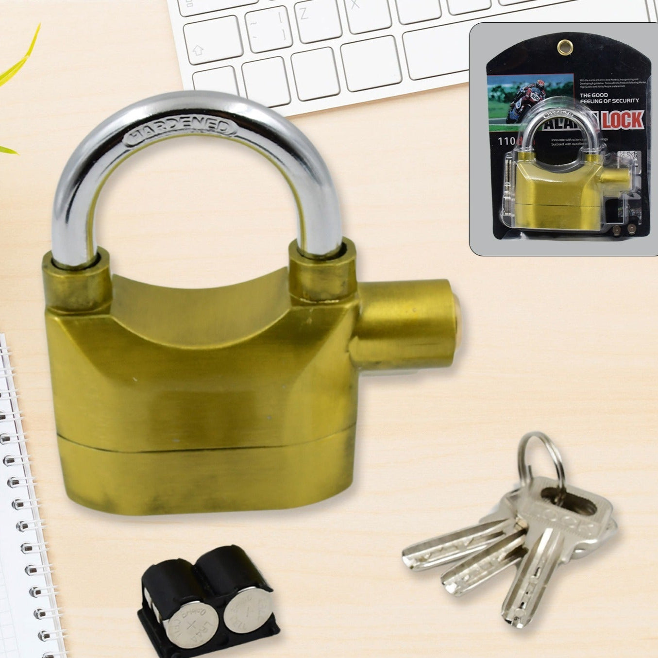 Security Alarm Metallic Lock System With 3 Keys (1 Set Mix Color) - Happy Price - Image 1