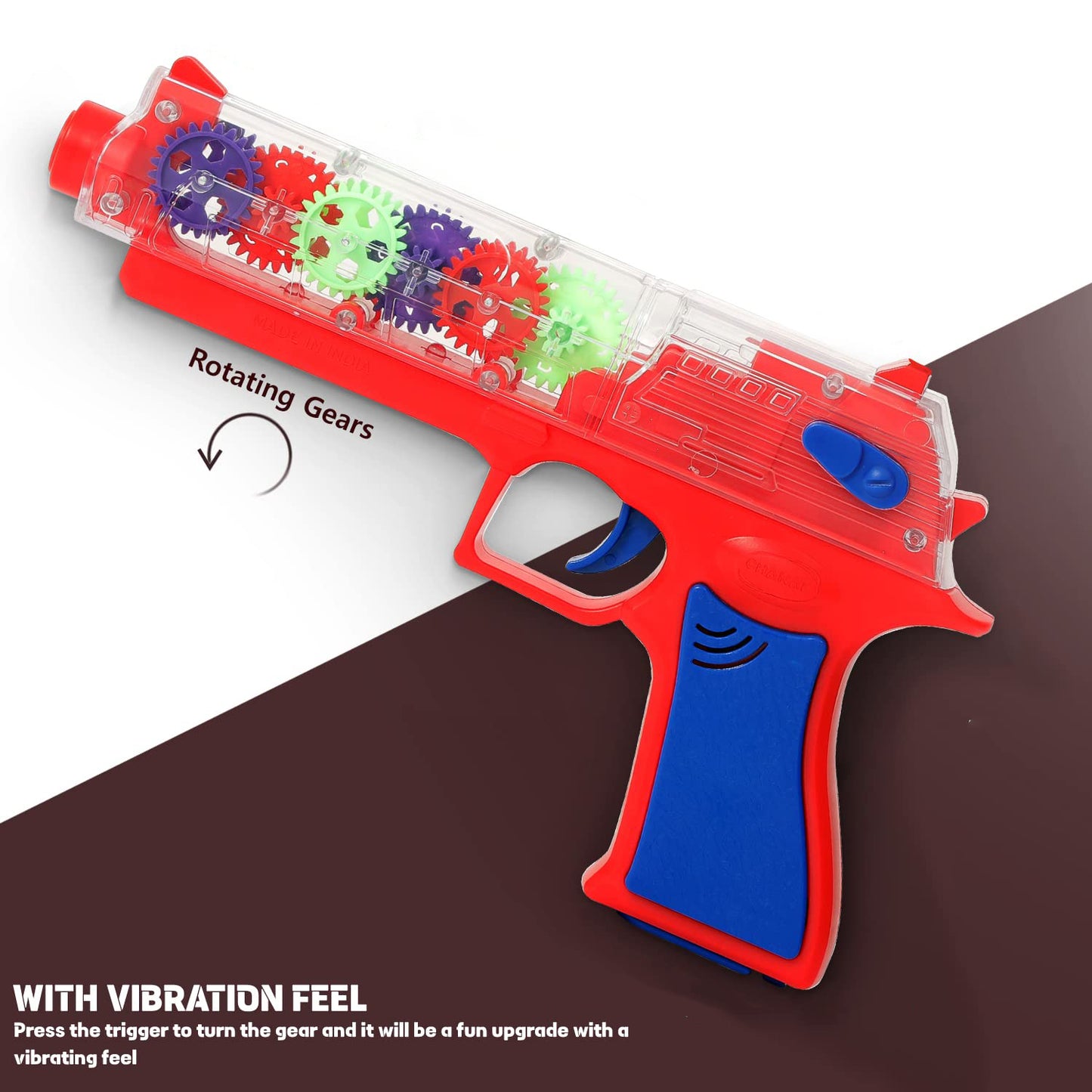 Plastic Gear Simulation Toy Gun For Kids Pretend Play Gun Toys With 3d Flashing Lights And Exciting Music Electric Laser Toy Guns With Rotating Gear Mechanism Toy For Birthday Gift For Kids 3+ Years (Pack Of 1) - Happy Price - Image 4