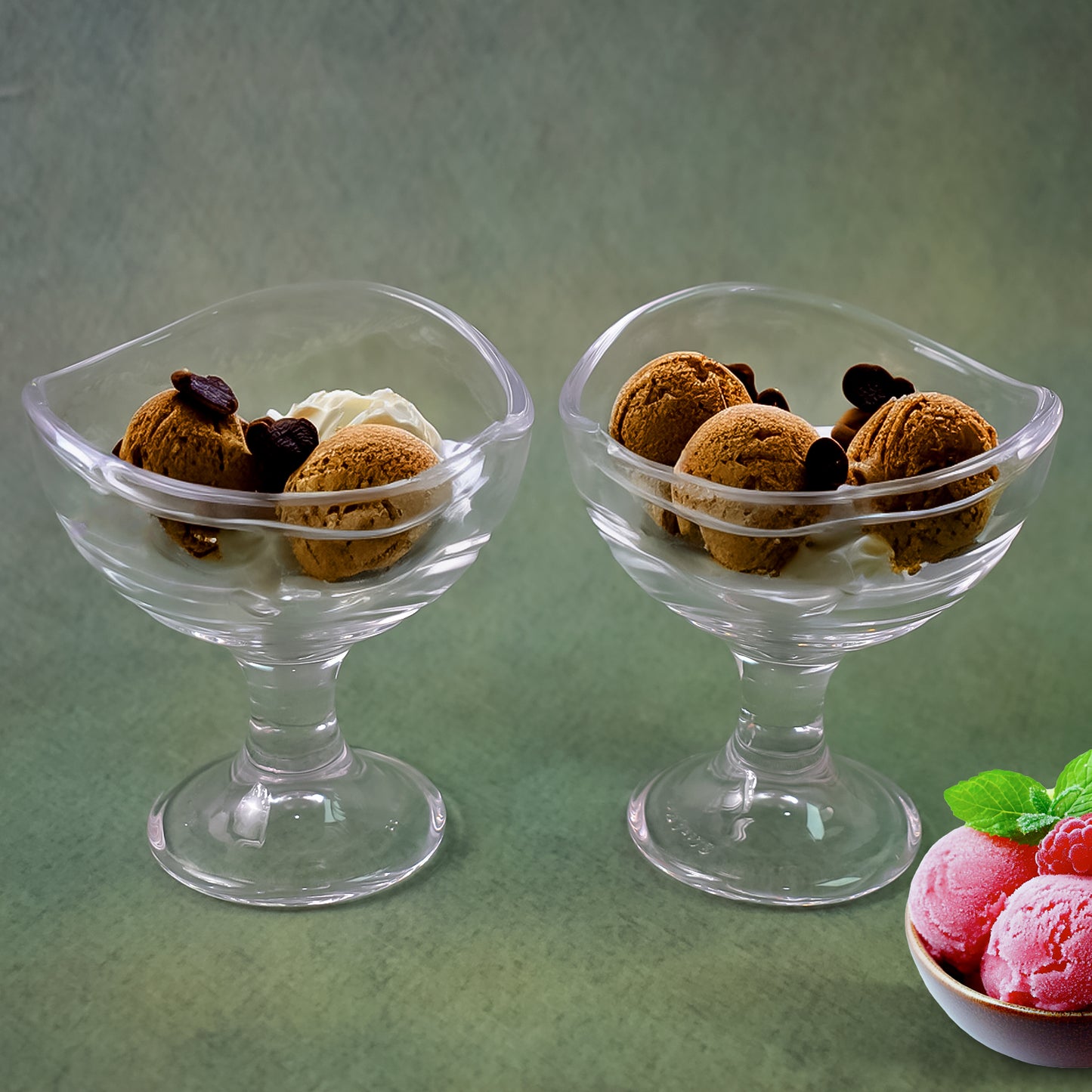 Set of 2 Glass Dessert Bowls - Elegant Footed Ice Cream Cups for Sundaes & Parfaits - Great Price - Image 6