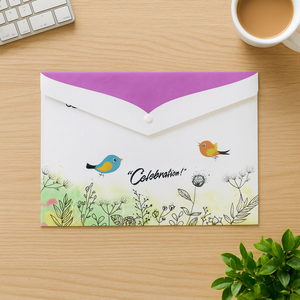 A4 Printed Document Folder with Decorative Button Closure (1 Pc) - Happy Price - Image 7