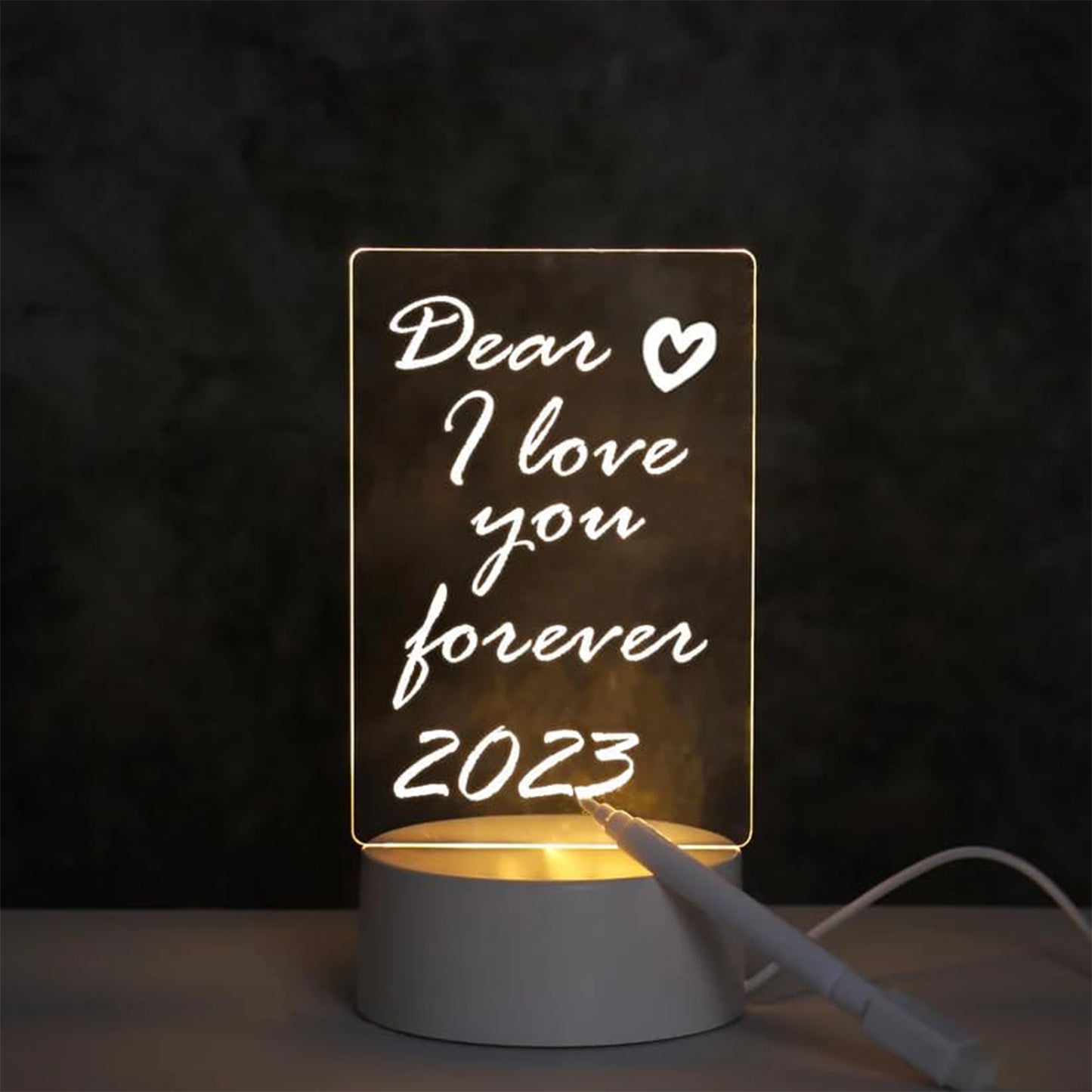 LED Acrylic Message Board Lamp with Marker Pen - USB Powered Desk Light - Happy Price - Image 6