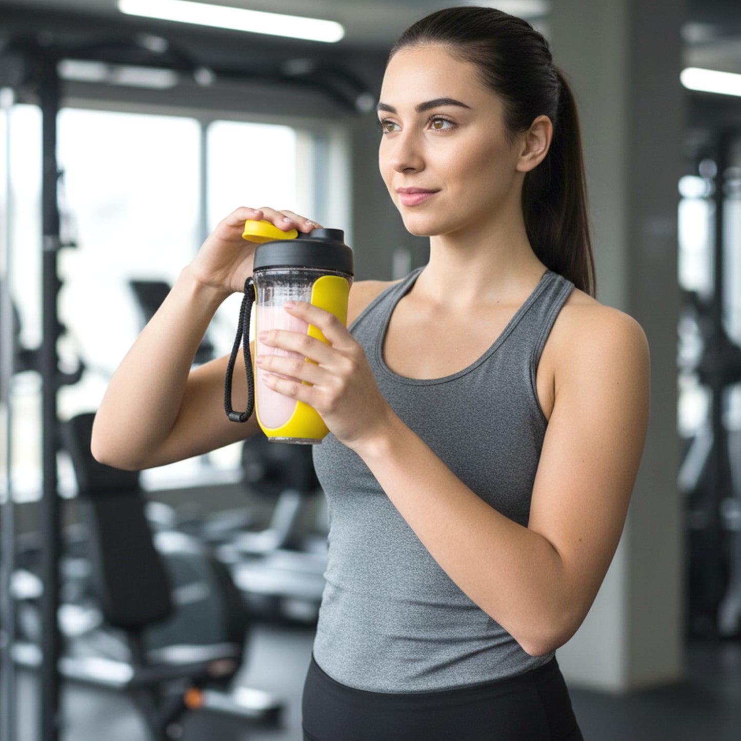 Prexo Fit-Fusion 700 ML Shaker Bottle with Whisk Ball - Yellow Plastic, Leak-Proof - Great Price - Image 5