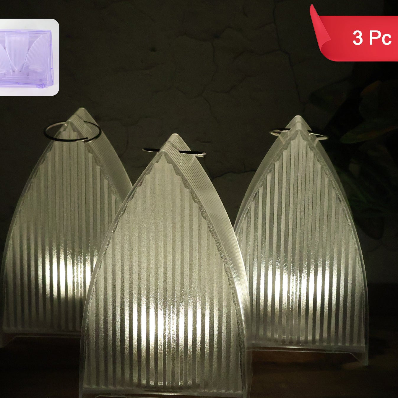 Set of 3 Battery Operated LED Lanterns - Decorative Flameless Lights - Happy Price - Image 1