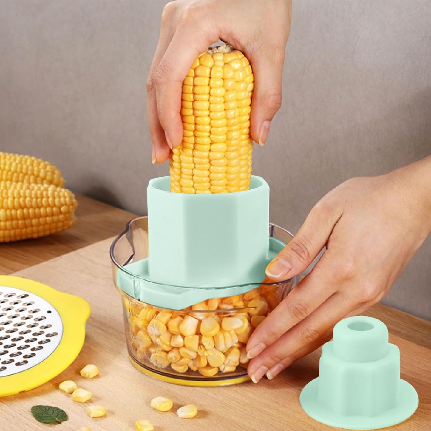 Manual Grater & Corn Stripper with Bowl - 1 Pc Kitchen Tool - Happy Price - Image 3