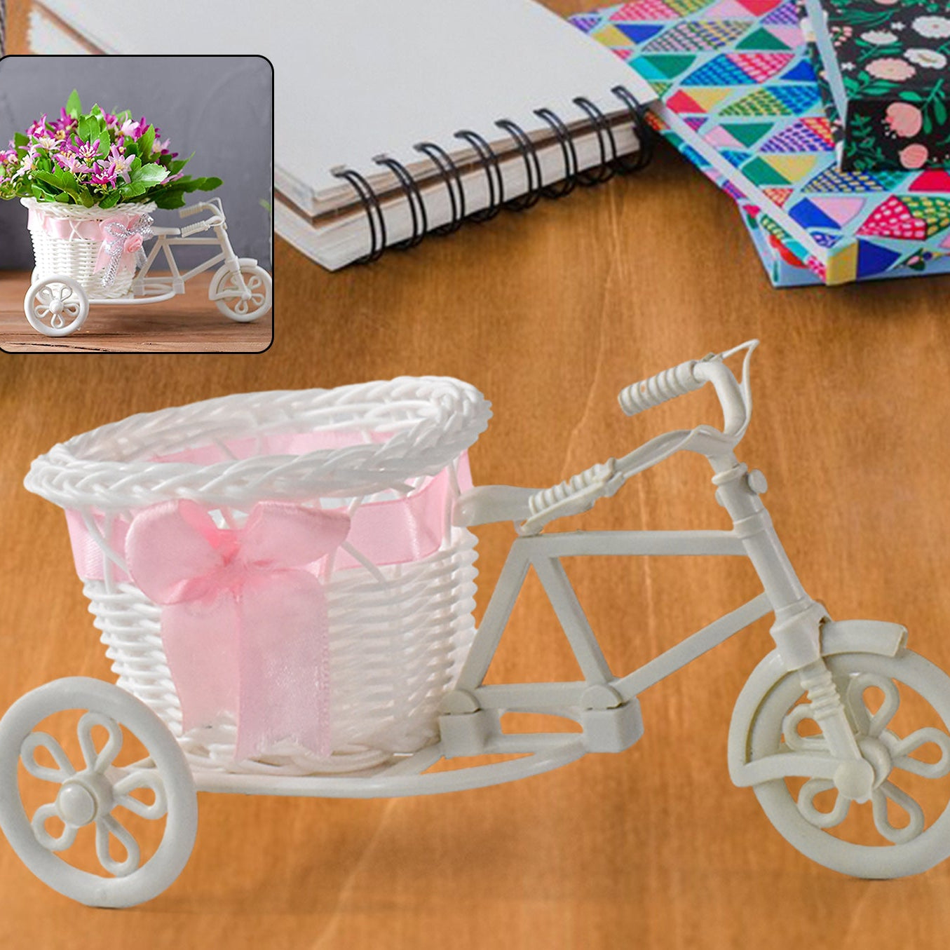 Plastic Bicycle Flower Pot Stand for Home Decor (1 Pc) - Happy Price - Image 1