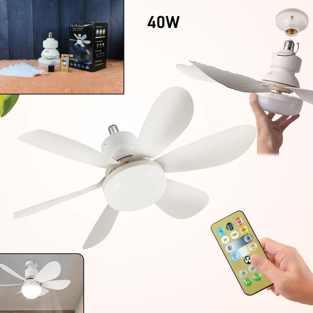 40W LED Ceiling Fan with Remote Control - 3 Speeds, 3 Light Modes - Happy Price - Image 1
