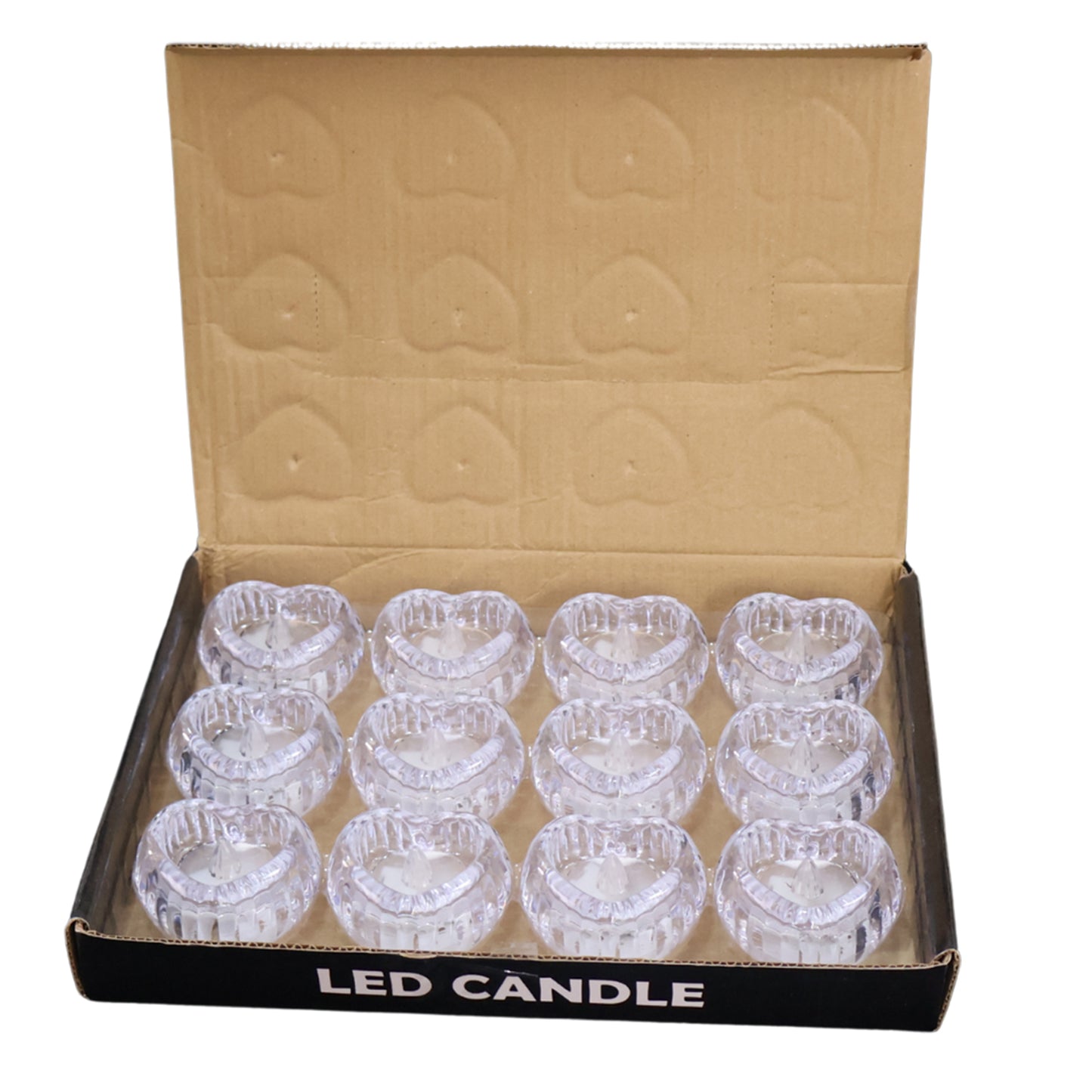 Set of 12 Heart Shaped Flameless LED Candles - Decorative Tealights for Ambiance - Happy Price - Image 2