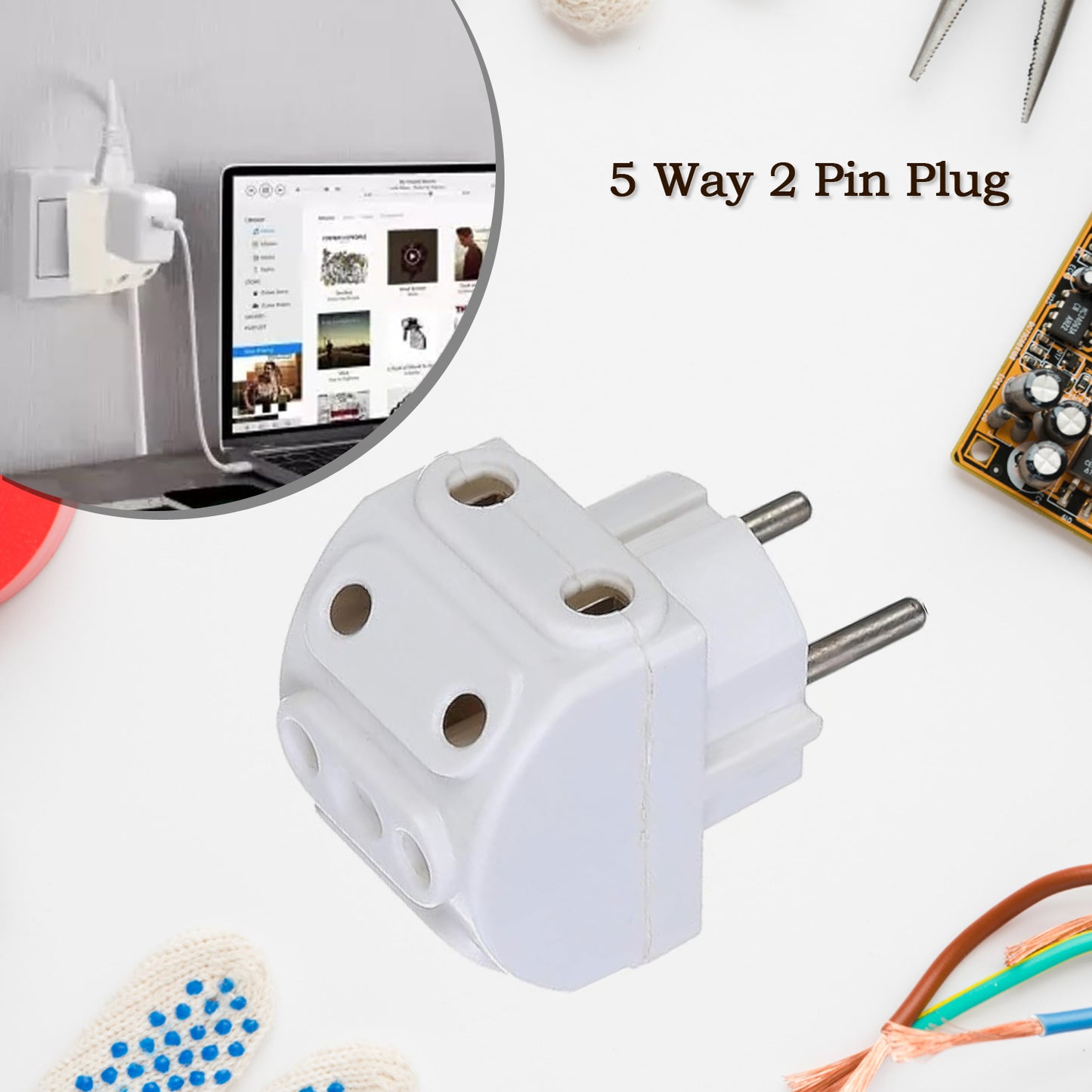 5-way 2 Pin Multi-plug Socket Converter (1 Pc) - Happy Price - Image 3