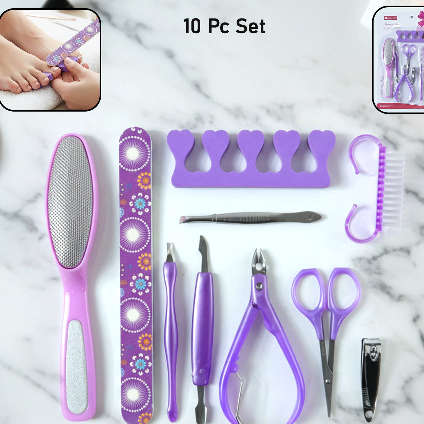 10 Pc Personal Grooming Manicure Pedicure Nail Care Tool Set - Happy Price - Image 1