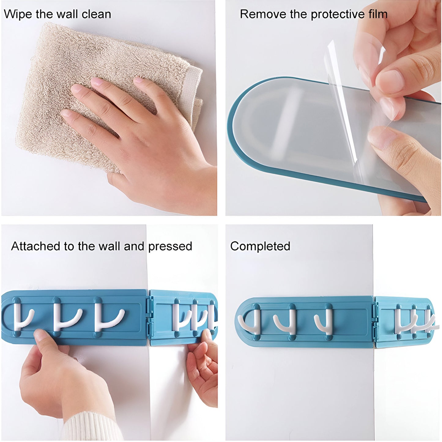 Rotating Foldable Wall Hook Rack with 6 Hooks - Adhesive Mount Organizer (1 Pc) - Happy Price - Image 4