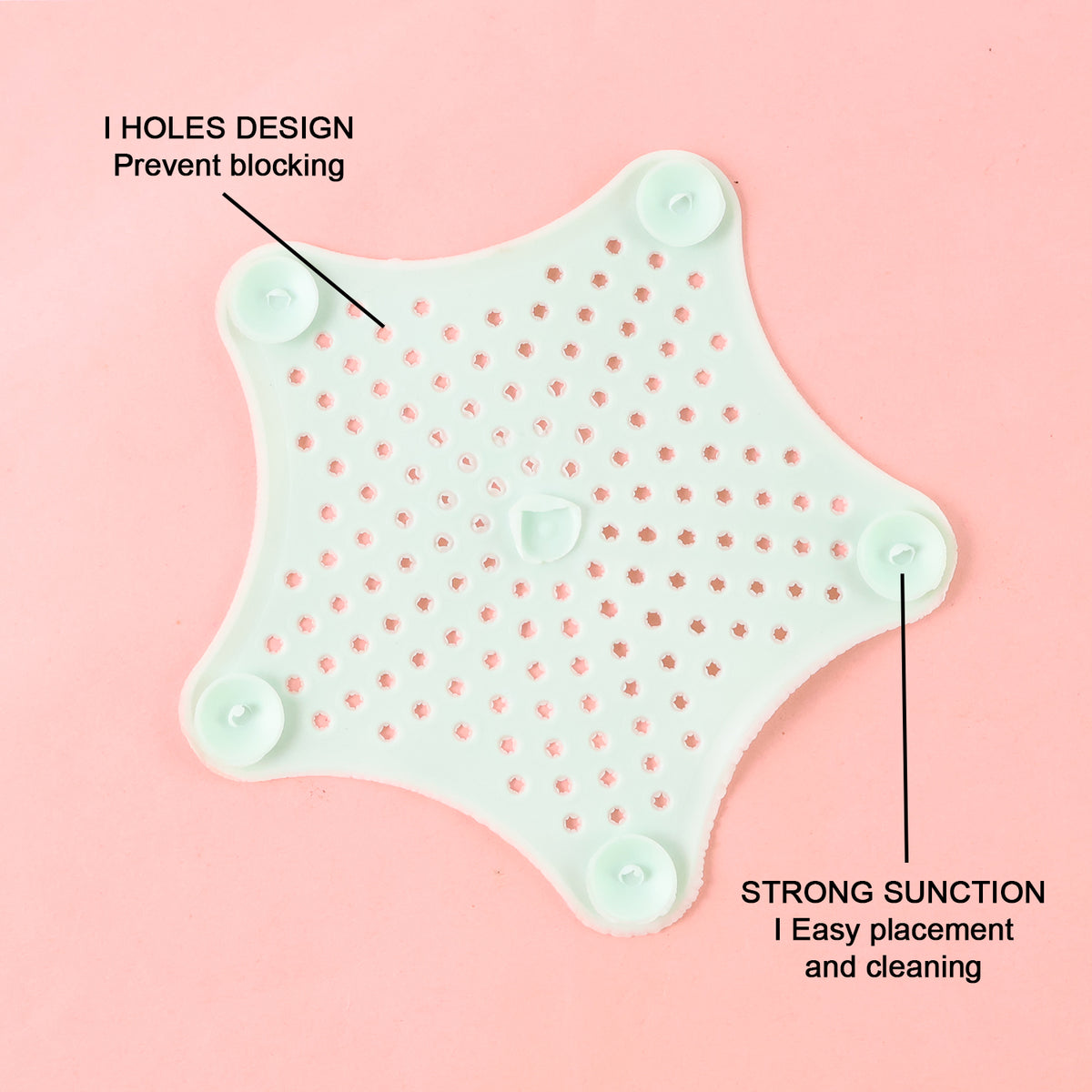 Mint Green Silicone Star Shaped Sink Filter Bathroom Hair Catcher Drain Strainers For Basin - Happy Price - Image 6