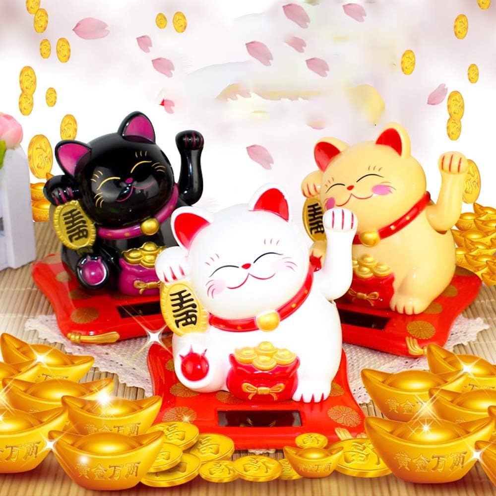 Solar Powered Happy Cat Beautiful With Arm Waves Wealth Cat (1 Pc Mix Color) - Happy Price - Image 3