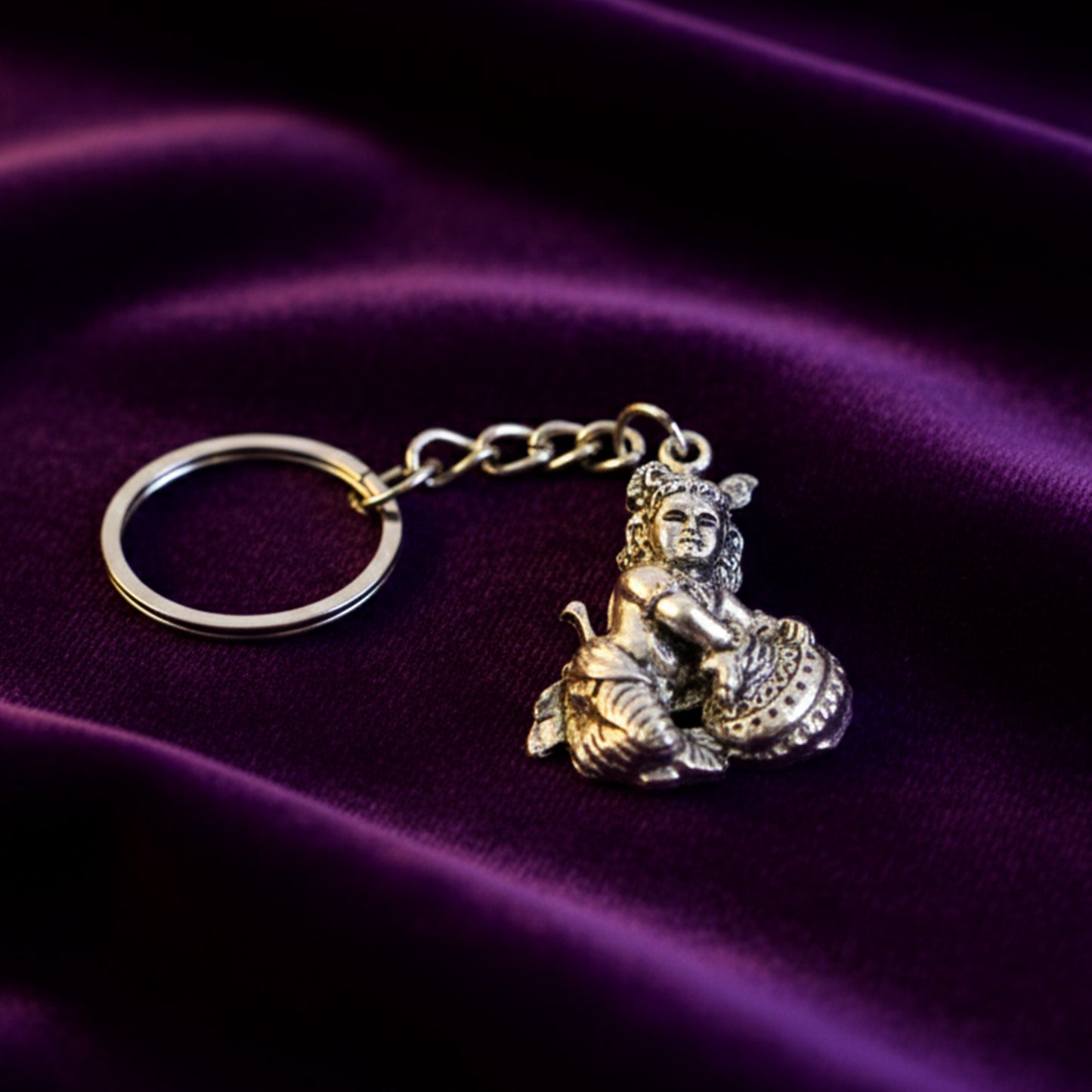 Silver Finish Bal Krishna Makhan Chor Metal Keychain (1 Pc) - Happy Price - Image 5