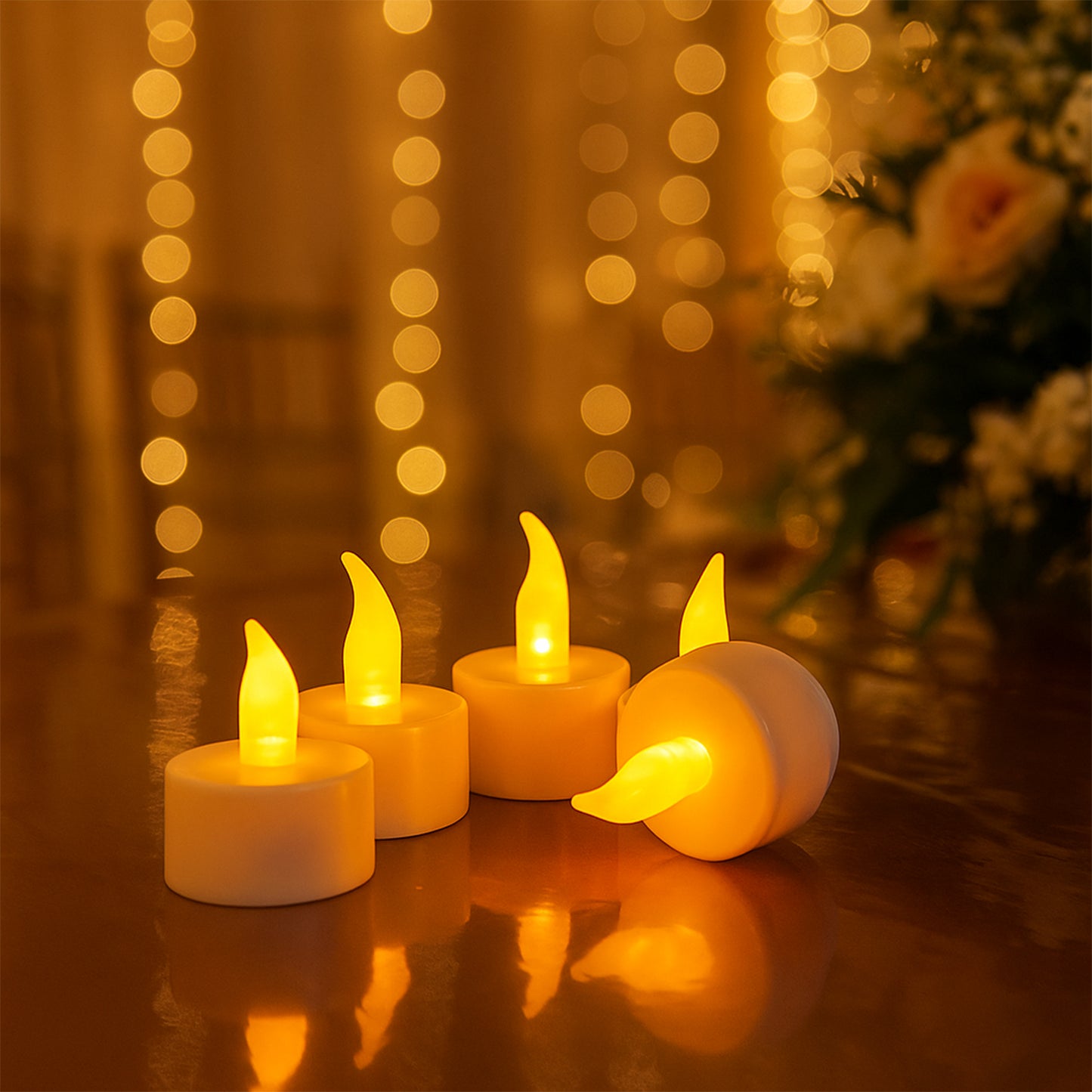 LED Flameless Tealight Candles - Set of 6, Battery Operated Flickering Lights for Home Decor & Festivals - Happy Price - Image 5