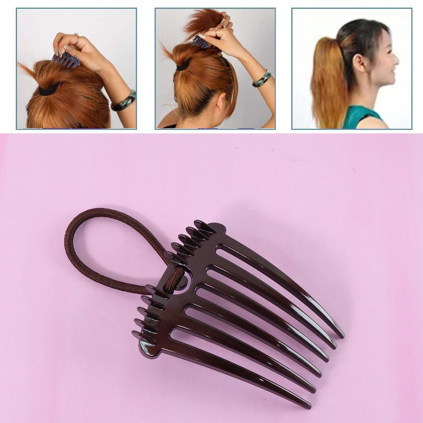 Ponytail Styling Comb with Elastic Loop - 1 Piece - Happy Price - Image 3