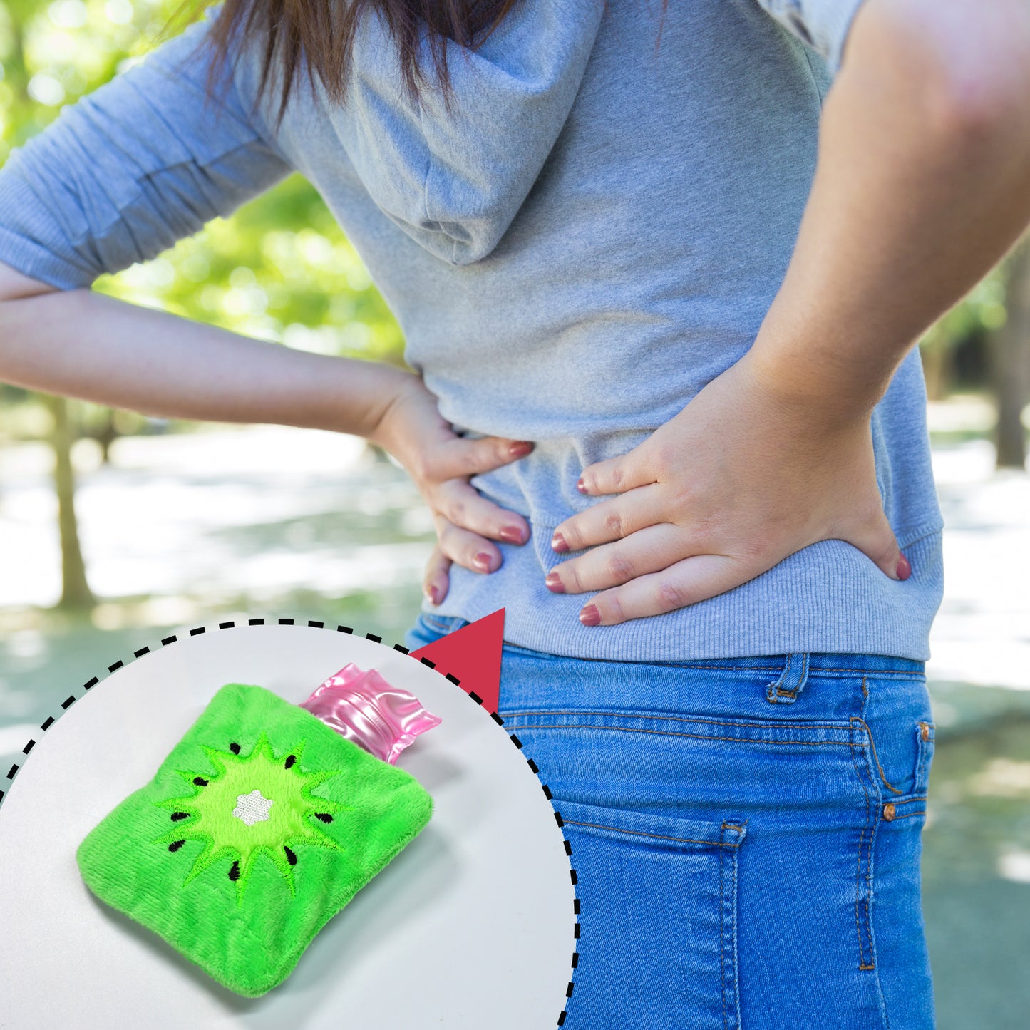 Green Sun Small Hot Water Bag With Cover For Pain Relief Neck Shoulder Pain And Hand Feet Warmer Menstrual Cramps. - Happy Price - Image 2